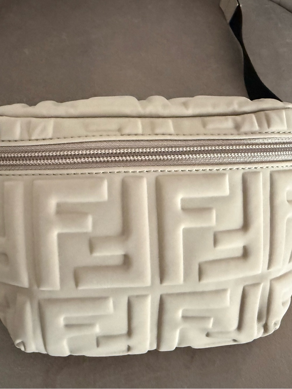 Fendi Cream Embossed FF Crossbody Belt Bag - Picture 2 of 7